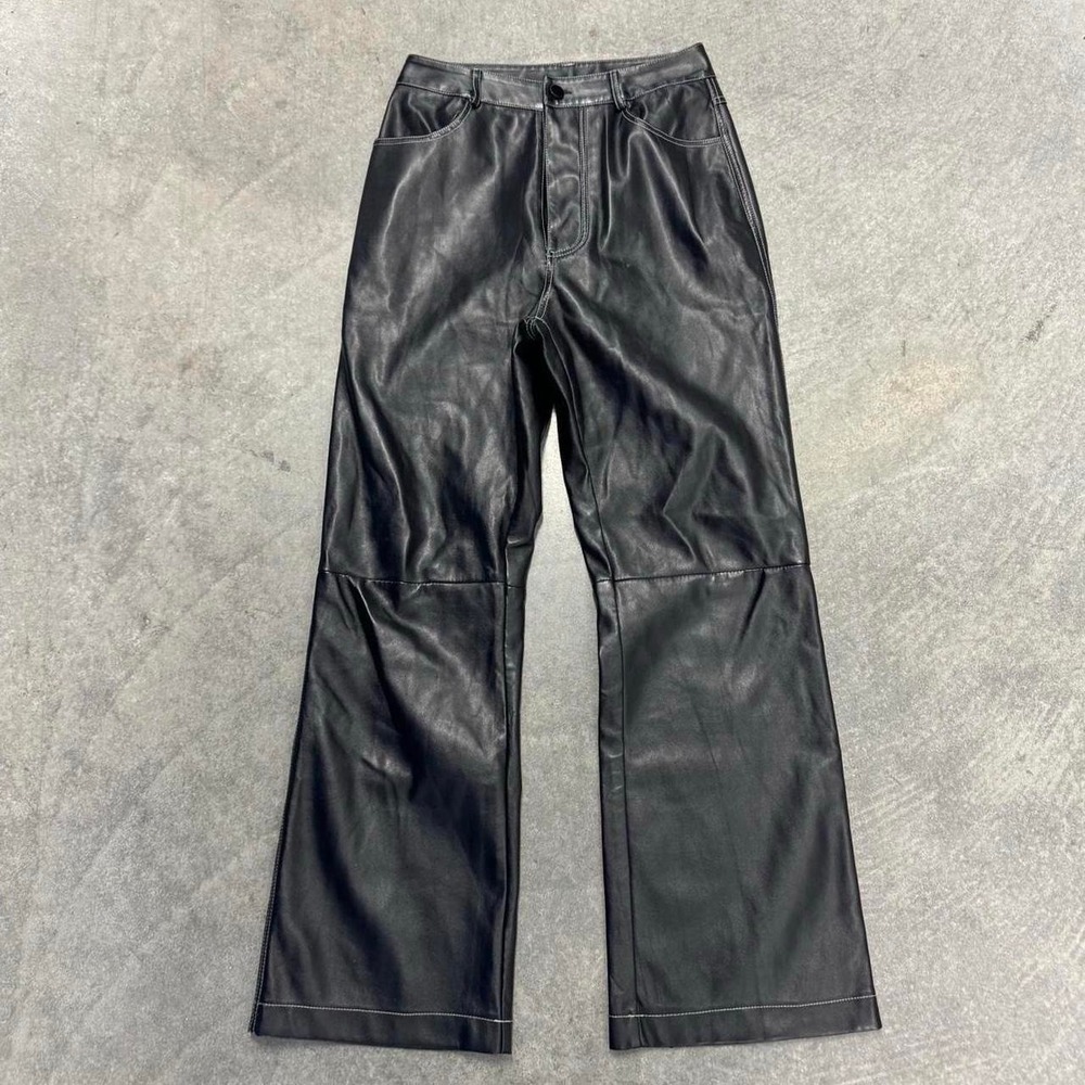 Faux Leather Flare Pants High Waisted Womens Y2K Gothic Grunge Rave Small